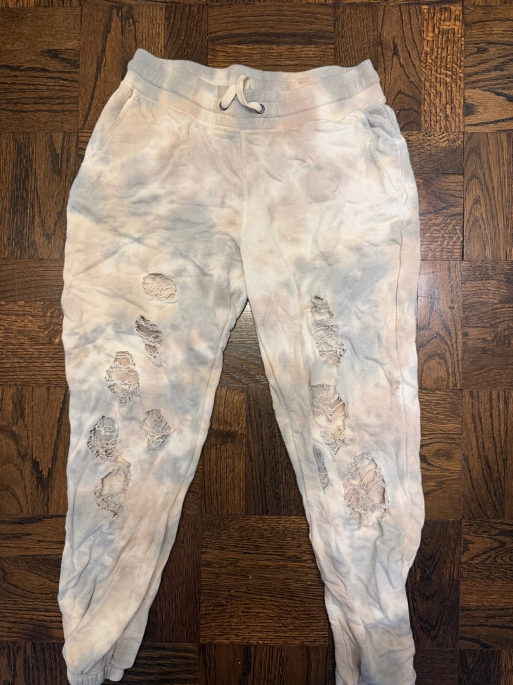 n:PHILANTHROPY Kids Pastel Tie-Dye Distressed Joggers - Pink & Blue